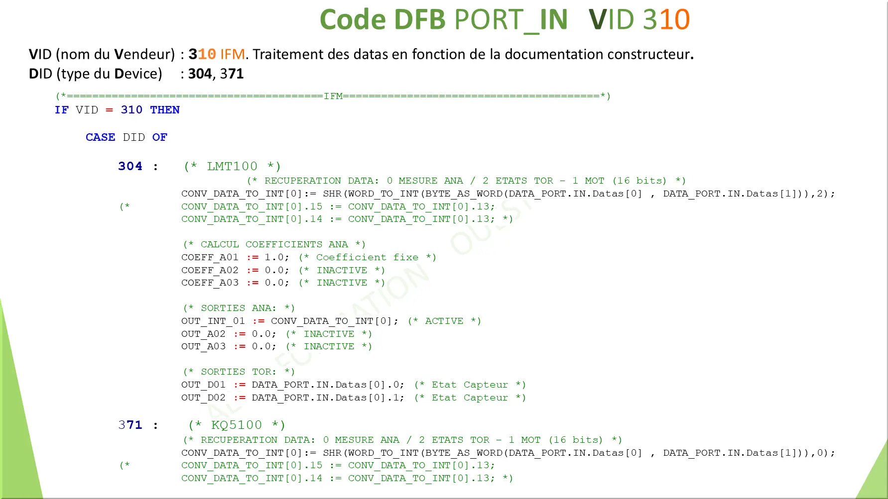 Code DFB PORT_IN